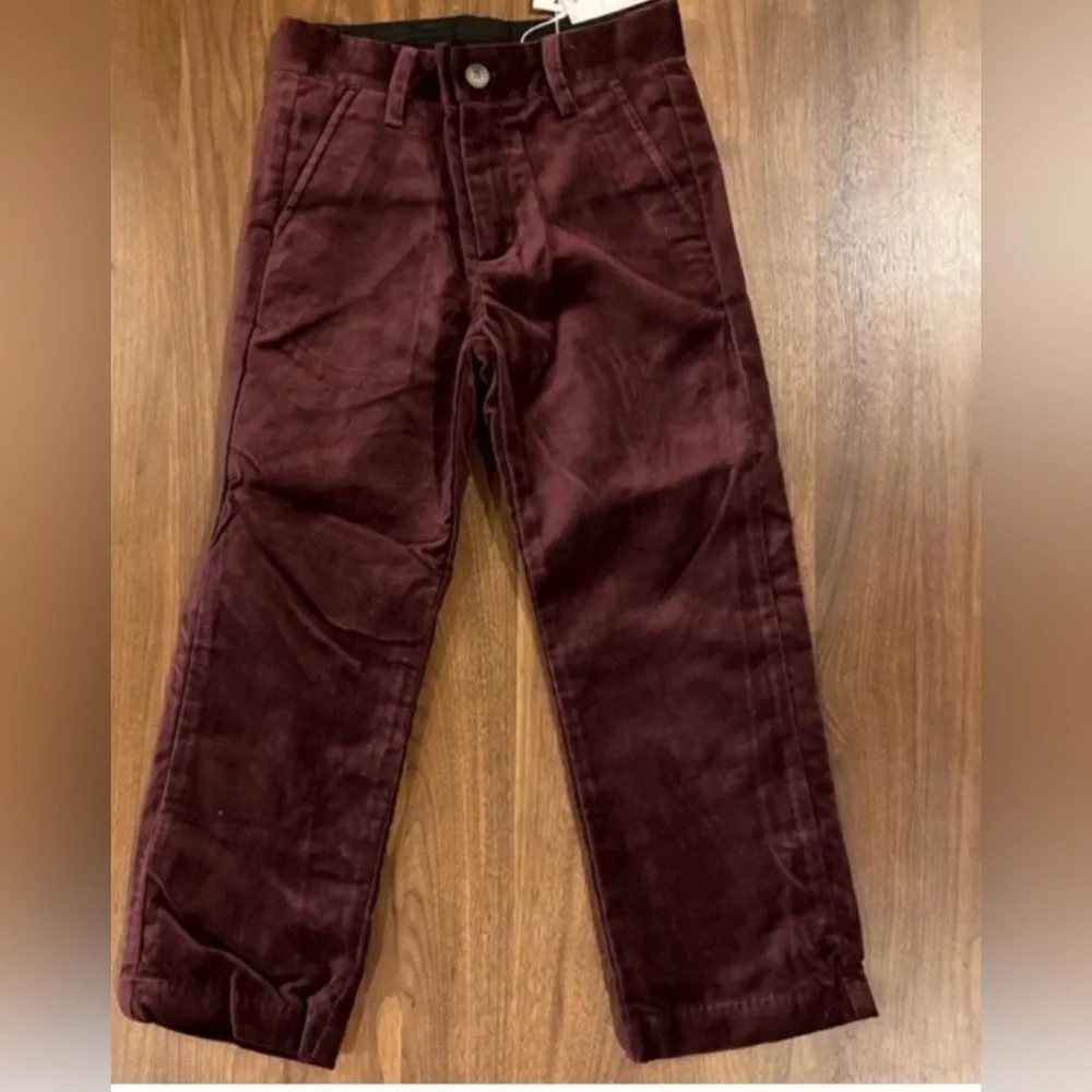 NWT- Janie and Jack Italian Kids Burgundy Pants (Size 5)